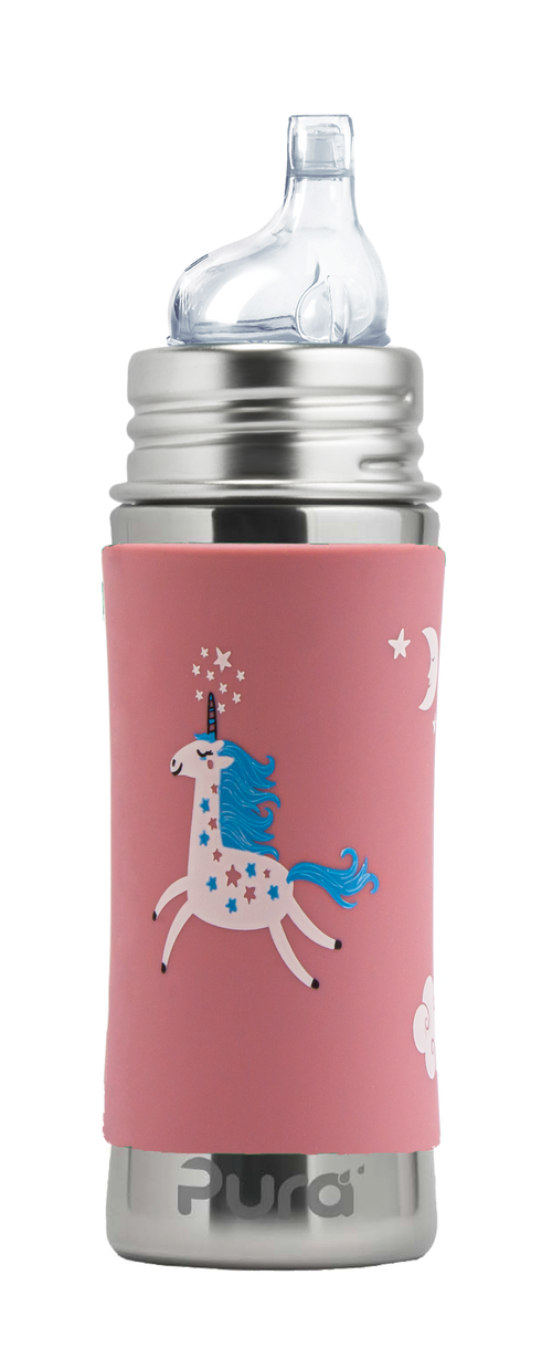  Pura Stainless Steel Sippy Bottle with Unicorn Design 